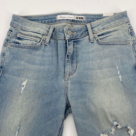 Lovers + Friends Ricky Mid -Rise Skinny Jeans Distressed Faded Step Hem Blue Siz - Picture 3 of 15